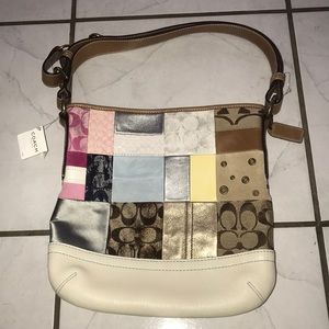 Authentic Coach patchwork tie dye leather bag